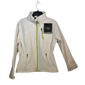 CB Sports Woman's Jacket Size XL White/Lime Trim High Tech Clothing All Weather
